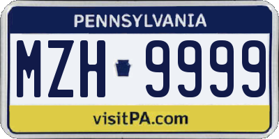 PA license plate MZH9999
