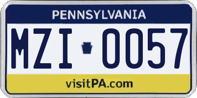 PA license plate MZI0057