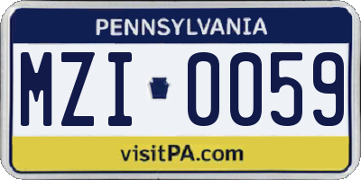 PA license plate MZI0059