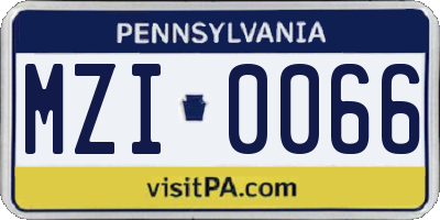 PA license plate MZI0066