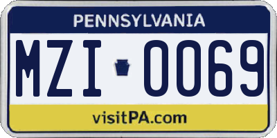 PA license plate MZI0069