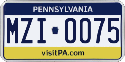 PA license plate MZI0075
