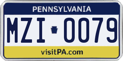 PA license plate MZI0079