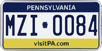 PA license plate MZI0084