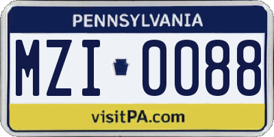 PA license plate MZI0088