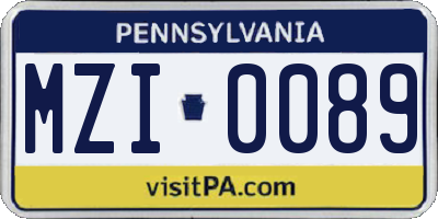 PA license plate MZI0089