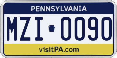 PA license plate MZI0090