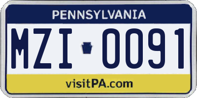 PA license plate MZI0091