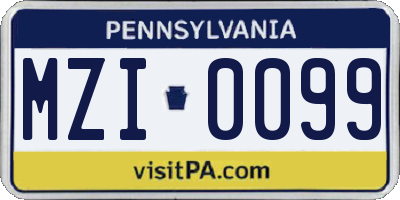 PA license plate MZI0099