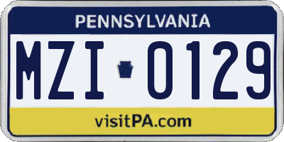 PA license plate MZI0129