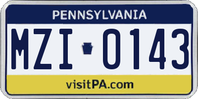 PA license plate MZI0143