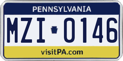 PA license plate MZI0146