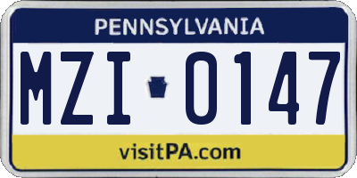 PA license plate MZI0147