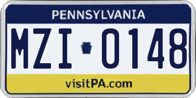 PA license plate MZI0148