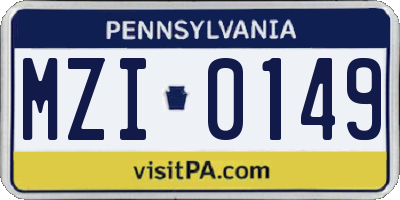 PA license plate MZI0149