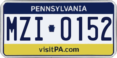PA license plate MZI0152