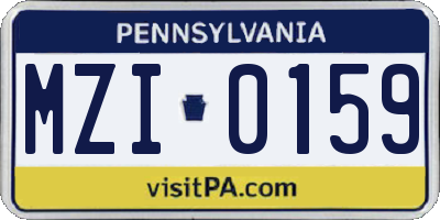 PA license plate MZI0159