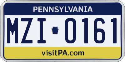 PA license plate MZI0161