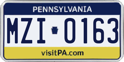 PA license plate MZI0163