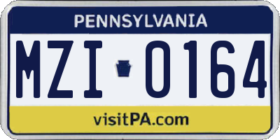 PA license plate MZI0164