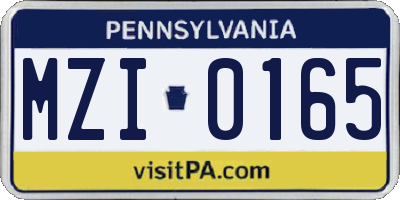 PA license plate MZI0165