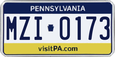 PA license plate MZI0173