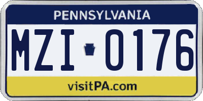 PA license plate MZI0176