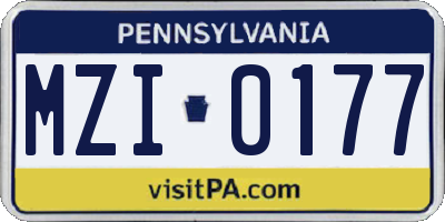 PA license plate MZI0177