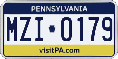 PA license plate MZI0179