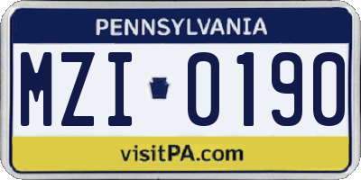PA license plate MZI0190