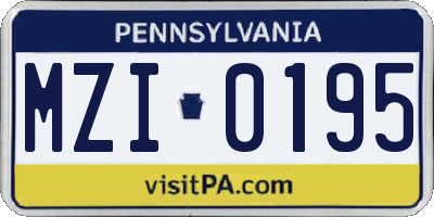 PA license plate MZI0195