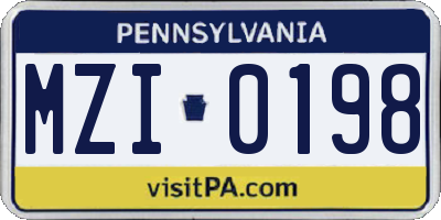 PA license plate MZI0198