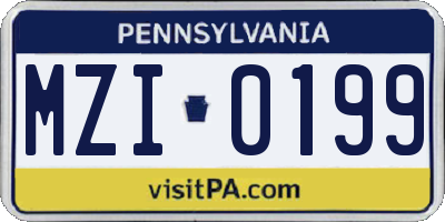 PA license plate MZI0199