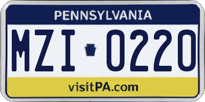 PA license plate MZI0220