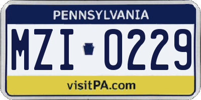 PA license plate MZI0229