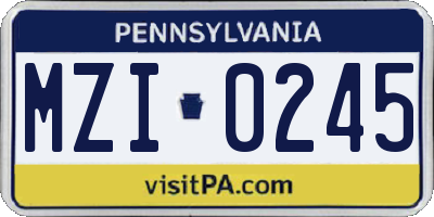 PA license plate MZI0245