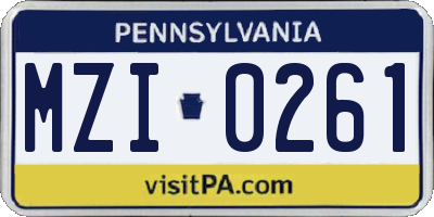PA license plate MZI0261