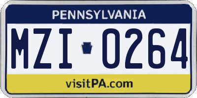PA license plate MZI0264