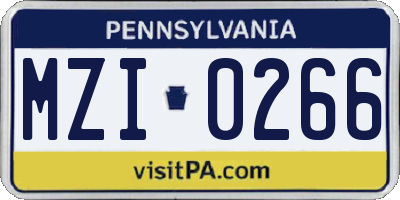 PA license plate MZI0266
