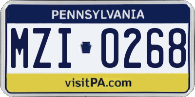 PA license plate MZI0268