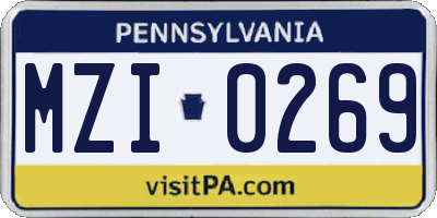 PA license plate MZI0269
