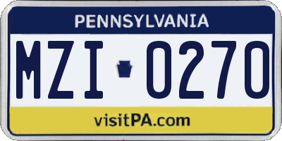 PA license plate MZI0270