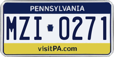 PA license plate MZI0271