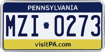 PA license plate MZI0273