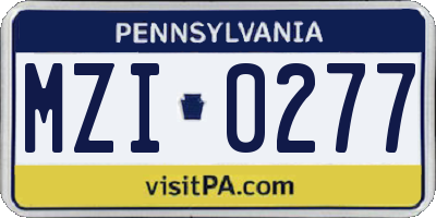 PA license plate MZI0277