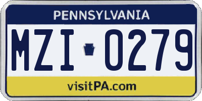 PA license plate MZI0279