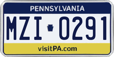 PA license plate MZI0291
