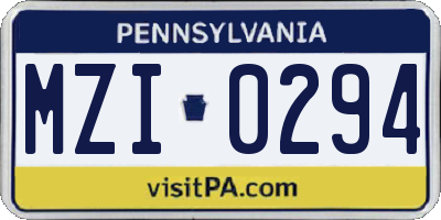 PA license plate MZI0294
