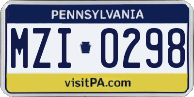 PA license plate MZI0298