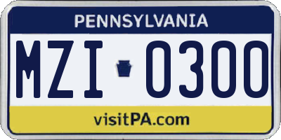 PA license plate MZI0300